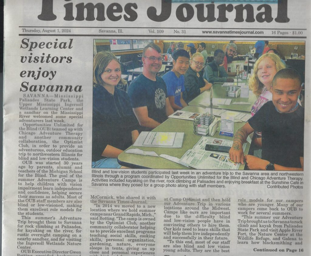 A Savanna Times news article on OUB visiting their city